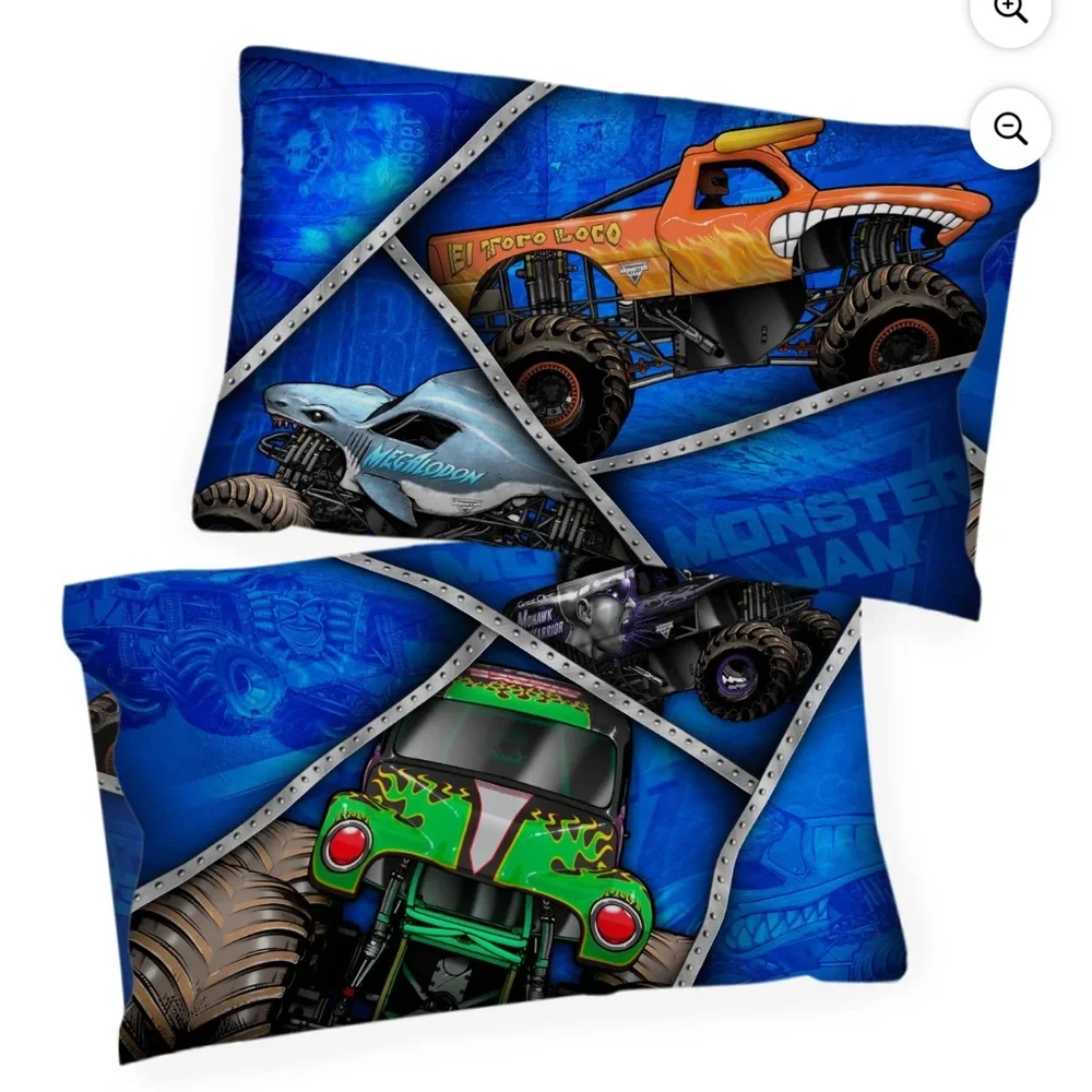 Monster Jam Full Size Monster Truck 4 Piece Sheet Set Grave Digger Megalodon